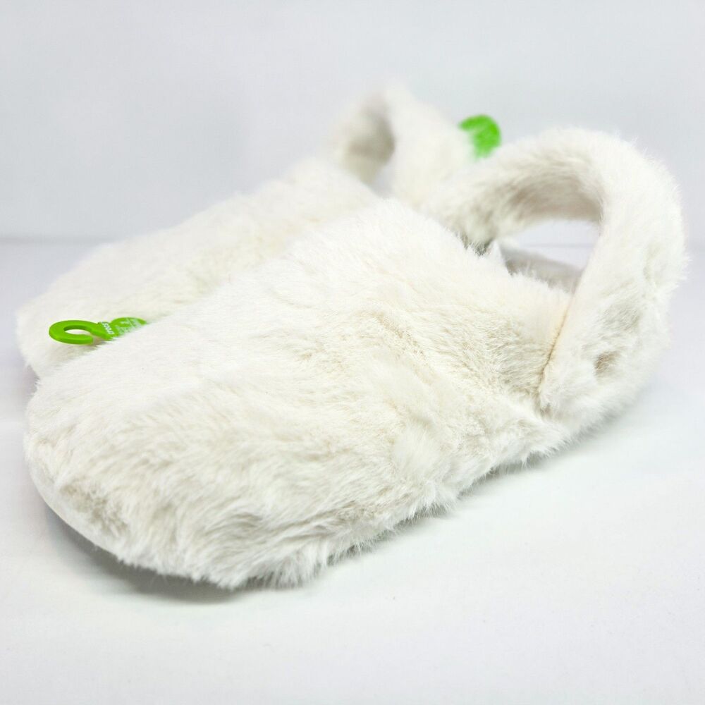 Crocs Classic Cozzzy Luxe Slipper White Faux Fur 12W / 10M 211826-01W New Tags